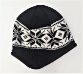 İçi Polarlı Kulaklı Beyaz Kar Tanesi Desenli Kulaklı Bere - 1