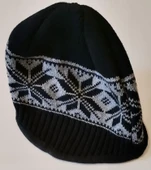 İçi Polarlı Kulaklı Bere Kışlık Bere   Siyah/Kazayağı desenli - 11