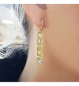 Vaoov 925 Ayar Gümüş Kişiye Özel İsimli Dikey Tek Taşlı Küpe thumbnail 1