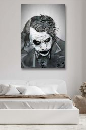 Joker Kara Kalem  - 107126 -  Dekoratif Duvar Kanvas Tablo - 1
