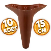 Aspen Lüks Mobilya Kanepe Sehpa TV Ünitesi Koltuk Ayağı 15 cm Kahverengi Ahşap Desenli Baza Ayak (10 ADET) - 1