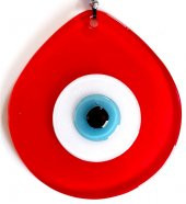 Kırmızı Renk Damla Model Nazar Boncuklu El Yapımı Duvar Süsü thumbnail 3