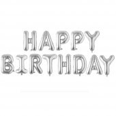 Happy Birthday Gümüş Set Folyo Balon 16 İnç - 1