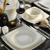 Kütahya Porselen Bone Mare 62 Parça 1079020 Desenli Yemek Takımı - 1