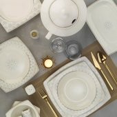 Kütahya Porselen Bone Mare 62 Parça 11432 Desenli Yemek Takımı - 1