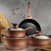 Kütahya Porselen Lidya 7 Parça Tencere Seti Granit Efekt Rose Gold - 1