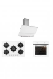 Silverline Beyaz Cam Ankastre Set 5 Yıl Garanti 3420 (Classy 60+cs5365w01+bo6501w01) - 1