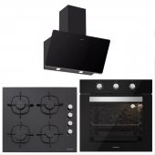 Silverline BO6503B01 - CS5335B01 - 3457 Soho 60 Siyah Cam Ankastre Set thumbnail 1