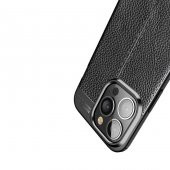 Apple iPhone 14 Pro Kılıf Deri Görünüm Sert Karbon Kapak - 6