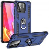 Xiaomi Redmi 10C Kılıf Yüzüklü Standlı Tank Zırh Silikon - 3