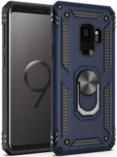 Samsung Galaxy S9 Kılıf Yüzüklü Standlı Tank Zırh Silikon - 3