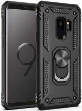 Samsung Galaxy S9 Kılıf Yüzüklü Standlı Tank Zırh Silikon - 5