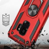 Samsung Galaxy S9 Kılıf Yüzüklü Standlı Tank Zırh Silikon - 9