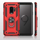 Samsung Galaxy S9 Kılıf Yüzüklü Standlı Tank Zırh Silikon - 11