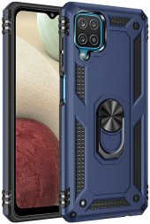 Samsung Galaxy M32 Kılıf Yüzüklü Standlı Tank Zırh Silikon - 3
