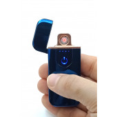 Parmak İzli Dokunmatik Usb Şarjlı Anti-rüzgar Elektronik Çakmak Mavi thumbnail 1