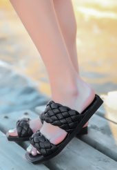 Icen Siyah Cilt Örgülü Terlik thumbnail 2