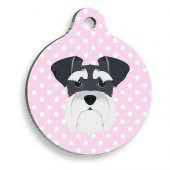 Pembe Puantiyeli Schnauzer Yuvarlak Köpek Künyesi - 1