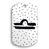 Beyaz Renk Terazi Burcu Asker Şekilli Kedi ve Köpek Künyesi - 1