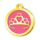 Altın Kaplama Taçlı Künye - Pembe - 1