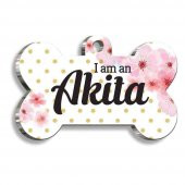 Akita Çiçekli Kemik Şekilli Köpek Künyesi - 1