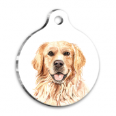 Suluboya Golden Retriever 2 Yuvarlak Köpek Künyesi - 1