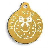 Christmas Serisi Gold New Year Yuvarlak Kedi ve Köpek Künyesi - 1