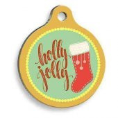 Christmas Serisi Holly Jolly Yuvarlak Kedi ve Köpek Künyesi - 1
