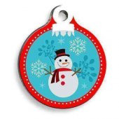 Christmas Serisi Snowman 2 Yuvarlak Kedi ve Köpek Künyesi - 1