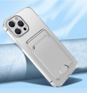 Apple iPhone 14 Pro Max 6.7 Kılıf Kartlıklı Şeffaf Card Holder Clear Silikon Kapak - 4
