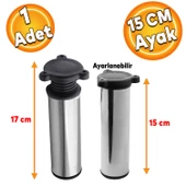 15 Cm Metal Ayarlanabilir Mobilya Kanepe Koltuk Baza Yükseltici Yükseltme Destek Ayağı Krom Ayakları thumbnail 1