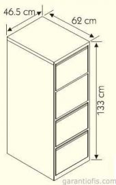 Dört Çekmeceli Çif Renk Metal Kartoteks Askılı Dosya Dolabı - 2