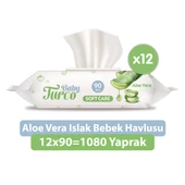 Baby Turco Softcare Aloe Vera Islak Bebek Havlusu 12x90 Yaprak - 1