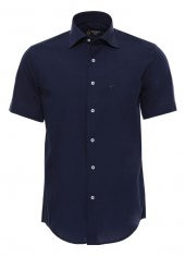 Kısa Kollu Terikoton Slim Fit Lacivert Erkek Gömlek - 1