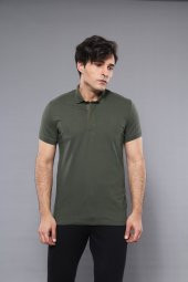 Polo Yaka Düz Haki T-shirt  Wessi - 1