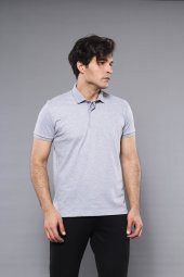 Polo Yaka Düz Gri T-shirt  Wessi - 1