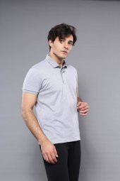 Polo Yaka Düz Gri T-shirt  Wessi - 2