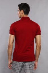 Polo Yaka Düz Bordo T-shirt  Wessi - 4