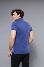 Polo Yaka Düz Mavi T-shirt  Wessi - 3