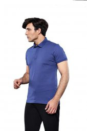 Polo Yaka Düz Mavi T-shirt  Wessi - 4