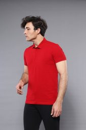 Polo Yaka Düz Kırmızı T-shirt  Wessi - 2