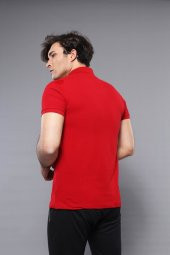 Polo Yaka Düz Kırmızı T-shirt  Wessi - 3