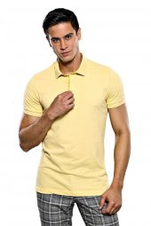 Polo Yaka Düz Sarı T-shirt  Wessi - 6