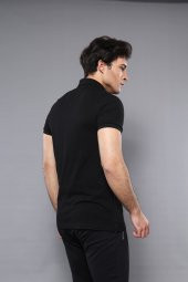 Polo Yaka Düz Siyah T-shirt  Wessi - 3