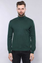 Balıkçı Yaka Yeşil Triko  Wessi - 4