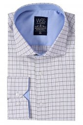 Ekose Desen Mavi Uzun Kollu Gömlek Wessi - 4