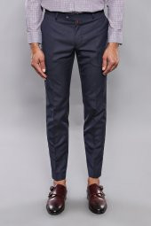 Çizgili Kumaş Lacivert Erkek Pantolon - 3