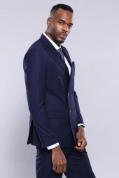 Kruvaze Slim Fit Lacivert Erkek Takım Elbise - 5