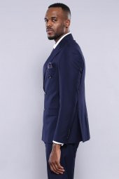 Kruvaze Slim Fit Lacivert Erkek Takım Elbise - 8