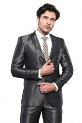 Parlak Füme Slim Fit Takım Elbise  Wessi - 2